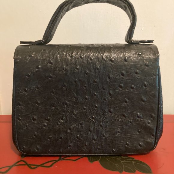 Bienen Davis Vintage black handle ostrich leather bag - Picture 7 of 8